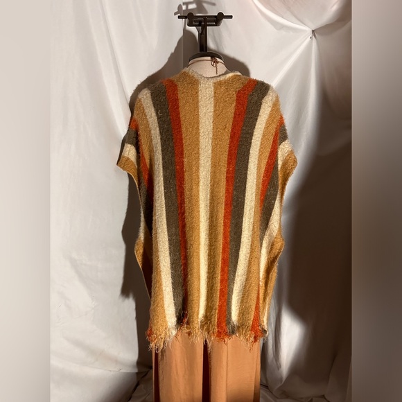 Kori America Striped Open Front Cardigan Vest S/M Boho Fall Layering - Picture 9 of 12